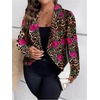 image:imageFloerns Womens Plus Size Floral Leopard Blazer Long Sleeve Lapel Neck Elegant Suit JacketBrown Multi