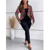 image:imageFloerns Womens Plus Size Floral Leopard Blazer Long Sleeve Lapel Neck Elegant Suit JacketBrown Multi