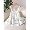 image:imageFloerns Womens Plus Size Polka Dots Cami Tank Top Backless Peplum TopsBlack and White
