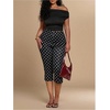image:imageFloerns Womens Plus Size Polka Dots Stretchy Capri Leggings High Waisted Slit Side Skinny Cropped PantsBlack and White