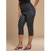 image:imageFloerns Womens Plus Size Polka Dots Stretchy Capri Leggings High Waisted Slit Side Skinny Cropped PantsBlack and White