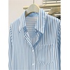 image:imageFloerns Womens Plus Size Striped Button Down Shirts Long Sleeve BlousesBlue
