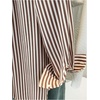 image:imageFloerns Womens Plus Size Striped Button Down Shirts Long Sleeve BlousesCoffee Brown