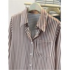 image:imageFloerns Womens Plus Size Striped Button Down Shirts Long Sleeve BlousesCoffee Brown