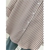 image:imageFloerns Womens Plus Size Striped Button Down Shirts Long Sleeve BlousesCoffee Brown