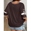 image:imageFloerns Womens Plus Size Y2k Jersey Shirts Leopard Number V Neck TeesBrown
