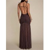 image:imageFloerns Womens Polka Dots Backless Mesh Cami Ruched Wedding Guest DressesBrown