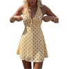 image:imageFloerns Womens Polka Dots Halter Mini Dress Tie Front A Line DressesPale Yellow