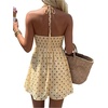 image:imageFloerns Womens Polka Dots Halter Mini Dress Tie Front A Line DressesPale Yellow