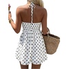 image:imageFloerns Womens Polka Dots Halter Mini Dress Tie Front A Line DressesWhite
