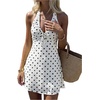 image:imageFloerns Womens Polka Dots Halter Mini Dress Tie Front A Line DressesWhite
