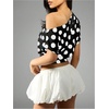 image:imageFloerns Womens Polka Dots Off Shoulder Crop Top Elegant BlouseBlack