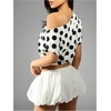 image:imageFloerns Womens Polka Dots Off Shoulder Crop Top Elegant BlouseBlack and White