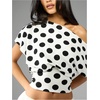 image:imageFloerns Womens Polka Dots Off Shoulder Crop Top Elegant BlouseBlack and White