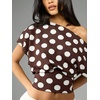 image:imageFloerns Womens Polka Dots Off Shoulder Crop Top Elegant BlouseBrown