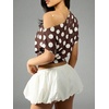 image:imageFloerns Womens Polka Dots Off Shoulder Crop Top Elegant BlouseBrown
