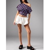 image:imageFloerns Womens Polka Dots Off Shoulder Crop Top Elegant BlouseBrown and Blue
