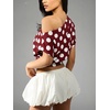 image:imageFloerns Womens Polka Dots Off Shoulder Crop Top Elegant BlouseBurgundy