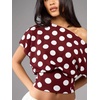 image:imageFloerns Womens Polka Dots Off Shoulder Crop Top Elegant BlouseBurgundy