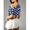 image:imageFloerns Womens Polka Dots Off Shoulder Crop Top Elegant BlouseDark Blue