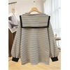 image:imageFloerns Womens Striped Collar Sailor Sweatshirt Cute Preppy Casual ClothesBlack and White