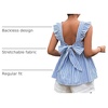 image:imageFloerns Womens Striped Print Boat Neck Tie Back Sleeveless Maternity Peplum Blouse TopsBlue and White