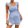 image:imageFloerns Womens Striped Print Boat Neck Tie Back Sleeveless Maternity Peplum Blouse TopsBlue and White
