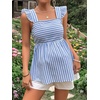 image:imageFloerns Womens Striped Print Boat Neck Tie Back Sleeveless Maternity Peplum Blouse TopsBlue and White