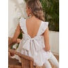 image:imageFloerns Womens Striped Print Boat Neck Tie Back Sleeveless Maternity Peplum Blouse TopsWhite