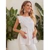 image:imageFloerns Womens Striped Print Boat Neck Tie Back Sleeveless Maternity Peplum Blouse TopsWhite