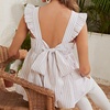 image:imageFloerns Womens Striped Print Boat Neck Tie Back Sleeveless Maternity Peplum Blouse TopsWhite