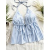 image:imageFloerns Womens Striped Sleeveless Halter TopsBlue and White