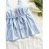 image:imageFloerns Womens Striped Sleeveless Halter TopsBlue and White