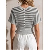 image:imageFloerns Womens Striped Sweater Short Sleeve Wrap V Neck Cropped CardiganBlack and White