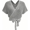 image:imageFloerns Womens Striped Sweater Short Sleeve Wrap V Neck Cropped CardiganBlack and White