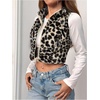 image:imageFloerns Womens Y2K Leopard Faux Fur Fuzzy Coat Zip Up Mock Neck Sleeveless Crop Vest JacketApricot