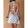image:imageFloerns Womens Y2k Polka Dots Mini Dress Draped Halter Neck Tiered A Line Going Out DressesIce Blue