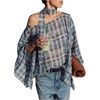 image:imageFloerns Womens Gingham Poncho Top Off The Shoulder Plaid Elegant BlouseDark Blue