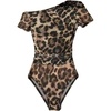 image:imageFloerns Womens Leopard Bodysuit Off The Shoulder Tummy Control LeotardBrown