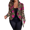 image:imageFloerns Womens Plus Size Floral Leopard Blazer Long Sleeve Lapel Neck Elegant Suit JacketBrown Multi