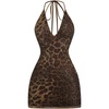 image:imageFloerns Womens Plus Size Leopard Sequin Halter Dress Bodycon Mini DressesBrown Leopard