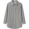 image:imageFloerns Womens Plus Size Striped Button Down Shirts Long Sleeve BlousesBlack