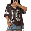 image:imageFloerns Womens Plus Size Y2k Jersey Shirts Leopard Number V Neck TeesBrown