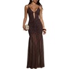 image:imageFloerns Womens Polka Dots Backless Mesh Cami Ruched Wedding Guest DressesBrown