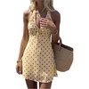 image:imageFloerns Womens Polka Dots Halter Mini Dress Tie Front A Line DressesPale Yellow