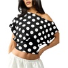 image:imageFloerns Womens Polka Dots Off Shoulder Crop Top Elegant BlouseBlack