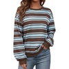 image:imageFloerns Womens Striped Crew Neck Sweatshirts Long Sleeve Fall OutfitsBrown and Blue