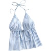 image:imageFloerns Womens Striped Sleeveless Halter TopsBlue and White