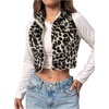 image:imageFloerns Womens Y2K Leopard Faux Fur Fuzzy Coat Zip Up Mock Neck Sleeveless Crop Vest JacketApricot