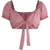 image:imageFloerns Womens Y2k Gingham Micro Crop Tops Tie Front Puff Sleeve Sweetheart Neck Preppy Going Out TopRed